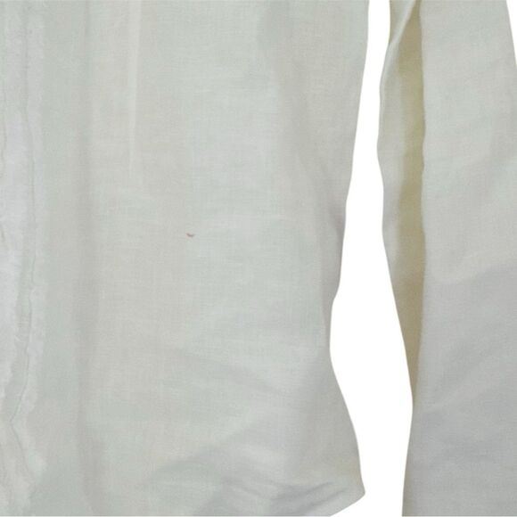 Eileen Fisher Pleated Long Sleeve Button Down Irish Linen Shirt Size PS - Picture 3 of 5